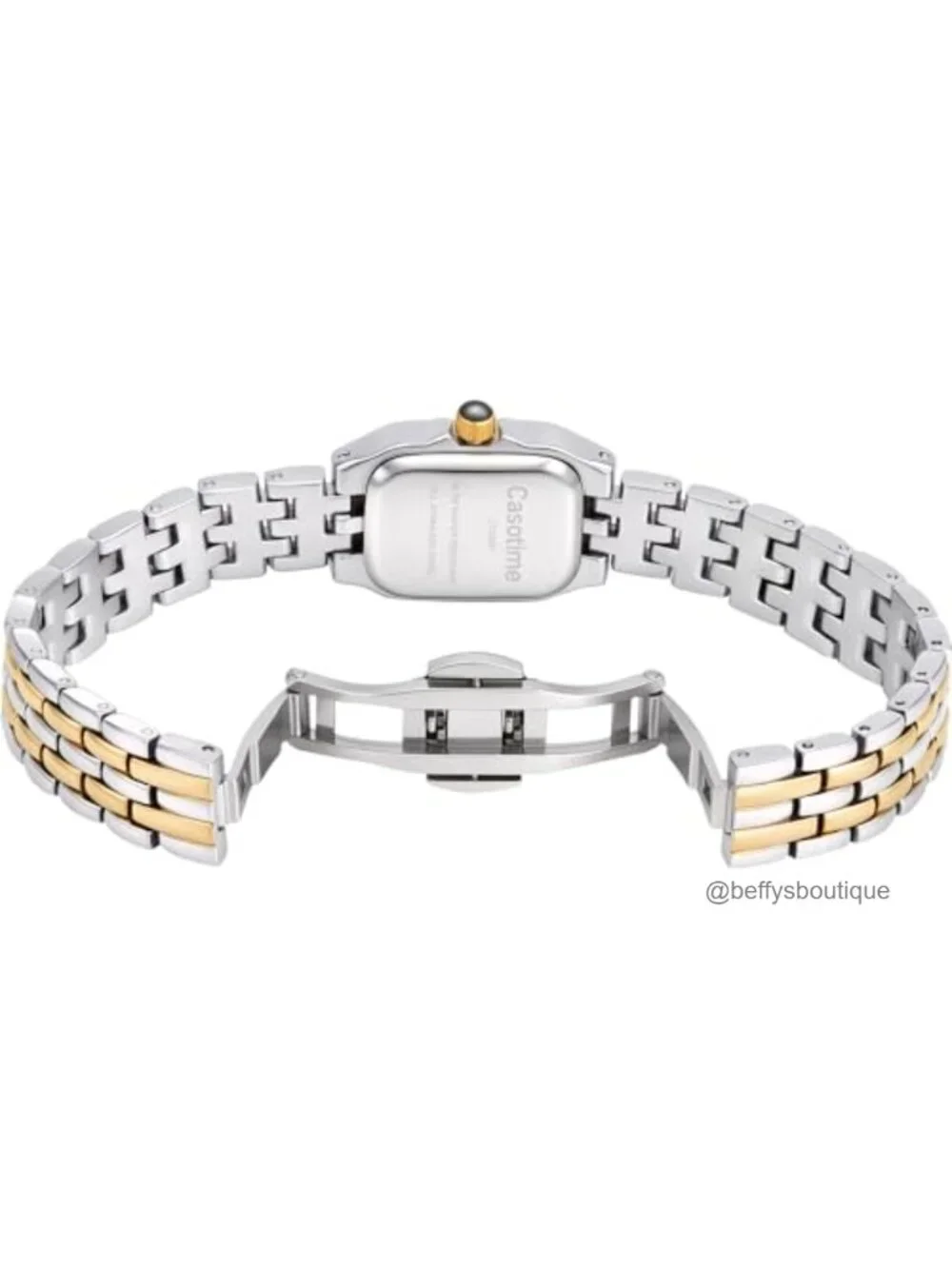 Dainty Vintage Women's Wrist Watch with Roman Numerals, Two-Tone Silver and Gold
